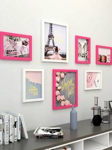 7pcs Minimalist Art Photo Frame Set, Photo Wall Collage For Living Room & Hallway, Comes With Prints, No Drilling Required, Great Gift - Multicolor - View 11