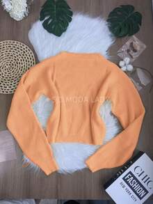 SJD MODA LADY Striped Sweater Knit Modal Off Shoulder Super Autumn Winter Korean Style Best Fabric - Jeruk - View 1