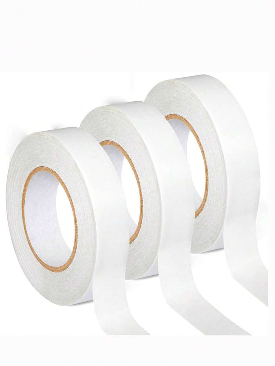 3pcs Double-Sided Adhesive Tapes, 1.2cm & 2cm Sizes, Bulk Use For Painting, Art, Crafts, Labels, Light Packaging - Multicolor - View 1