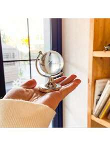 1pc Mini Globe Display, Girl Heart Creative Desktop Display, Transparent Desk Decorations, New Year Gifts, Creative Gifts - Silver - View 3