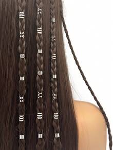 40件套发饰套装，包含金色发夹、各种发圈和可调节发珠，适用于编发、凌乱发髻等多种发型，适合女性和女孩，可用作发夹、学习用品、发饰、头饰和发卡。 - 銀色 - 查看 3