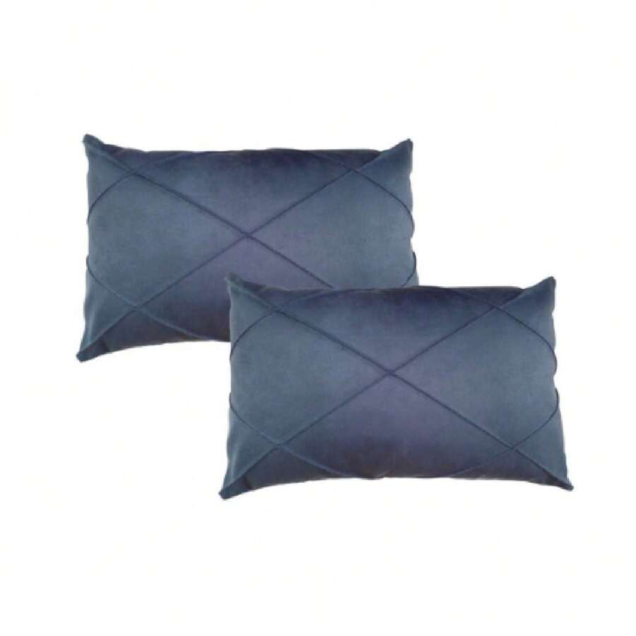 Kit 2 Rectangular Suede Draped Baguette Cushion 30cmx50cm - 藍色 - 查看 1