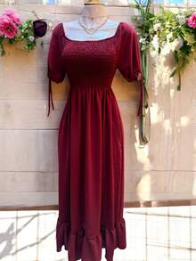 VESTIDO LARGO TIPO CAMPESINO CON MANGA MOD. ALY - Red Plum - Ver 7