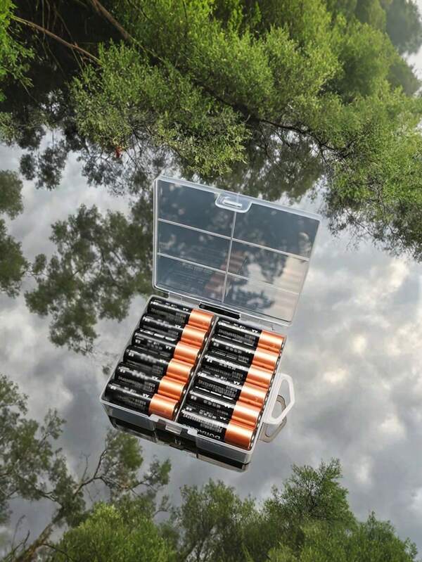 ﻿2pcs AA/AAA Battery Storage Box, Transparent Case Can Hold 24 AA Batteries Or 24 AAA Batteries,2 Sizes:AAA 3.7*2.67inches/AA 4.17*3.58inches+10-Compartment Storage Boxstationery Storage, Desktop Storage, Keep The House Clean, Storage Enthusiast, Suitable For Home, School, Office (Random Color And Style)