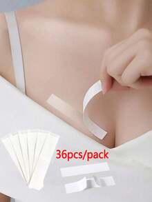 1/2 paquetes de cinta de moda de doble cara transparente para ropa, 36 tiras de cinta corporal invisible para vestidos, adhesivo para la piel,  y cómodo, cinta para vestidos de escote profundo y sin espalda, ideal para ocasiones especiales, sesiones de fotos y uso diario, evita problemas con la ropa, accesorios antideslizantes para prendas - Blanco - Ver 2