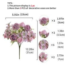 1/4 Peças Buquê de Flores Artificiais Realistas, Rosas Falsas Reutilizáveis Crisântemos Hortênsias Buquês com Haste, Decoração de Sala de Casa, Arranjos Florais Artificiais Centrais, Decoração de Jardim e Quintal Externo, Decoração de Casamento, Aniversário e Chá de Panela - Sem Recipiente, Decoração de Outono