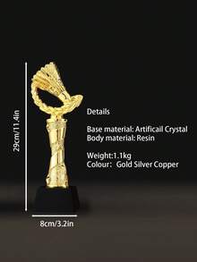 1 件定制树脂水晶羽毛球比赛奖杯，可定制照片，有金、银、铜三种颜色可选，适合作为羽毛球比赛奖品，非常适合羽毛球运动员和比赛