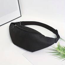 Large Capacity Solid Fabric Fanny Packs For Men Casual Zip Front Waist Bag Hip Polyester Sling Bag Men Adjustable Strap Fanny Pack Sling Business Casual Minimalist Man Bag Durable Practical Multi-Functional Sling Bag Father Gifts Present Men Gifts Graduation School Supplies - Black - View 1