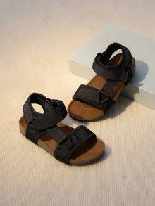 2026夏季新款童鞋，男童休闲百搭沙滩凉鞋，女童编织带时尚简约露趾凉鞋 - 黑色 - 查看 5