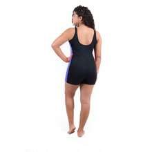 Swimming And Water Aerobics One-Piece Swimsuit - Đen với Xanh - Xem 2