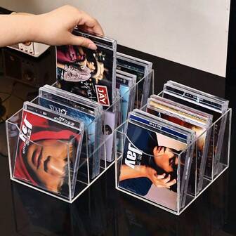 亚克力透明CD桌面收纳盒，创意多隔层展示盒，可用于收纳腰带、裤腰带、CD等多种物品