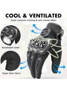 Spring And Summer Touchscreen Compatible Motorcycle Gloves - Durable Polyester, Knitted Design With Hook And Loop Closure, Shatterproof Hard Shell Protection, Great For Riding And Off-Road Adventures.
