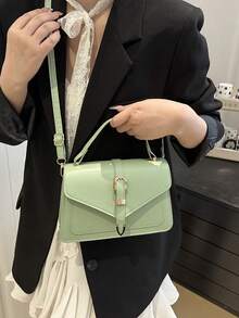 Solid Color Student/Casual/Street/Minimalist Fashion Tote Bag - Turquoise - View 6