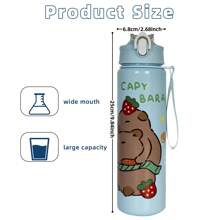 1pc 700ml/23.6oz Cute Cartoon Bear 3D Print Plastic Water Cup With Straw, Children Portable Mug With One-Click Flip Cover, Suitable For Outdoor Sports, Camping, Yoga, Picnics, School
