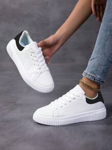 scarpi sportivi casual con lacci da donna, punta tonda, basse, traspiranti, stile campus, polivalenti, leggere, scarpe da skateboard casual con lacci