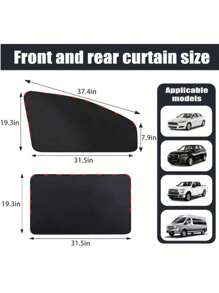 4 Pcs Car Sunshade Magnetic Mesh Net Curtain, Sunshield Sunscreen Shade Fabric, Sun Visor, For Car Protection, Automotive Window Sunshade | Modern Car Accessories | Random Sewing Texture (Color Styles Random) Wall Decor Room Decor Stickers Personalised Stickers