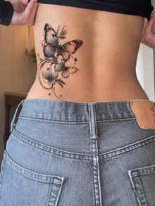 5 件彩色蝴蝶临时纹身，适合街头、疯狂化妆、旅行必备、身体装饰、露营、健身房，适合男性和女性贴在手臂、腿、锁骨、背部和其他身体部位