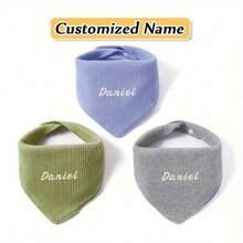 Customizable Name 1/3pcs Soft Breathable Baby Bibs, Adjustable Snap Closure, Absorbent Stain Resistant Newborn Bibs For Feeding Drooling And Meals, Baby Shower Gift, Bandana Style - Multicolor - View 1
