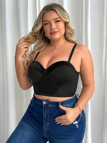 大码女士舒适钢圈文胸，时尚且有支撑力的日常文胸 - 黑色 - 查看 5