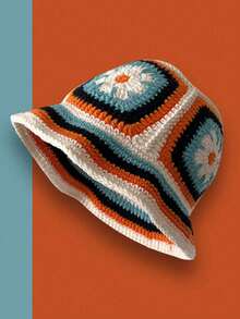 1pc Retro Hollow Flowers Handmade Fisherman Basin Hat Spring And Autumn Winter Sweet And Handsome All Matching Wool Hat Show Face Small (Men And Women Alike) Beanie Fall Outfit - Multicolor - View 6