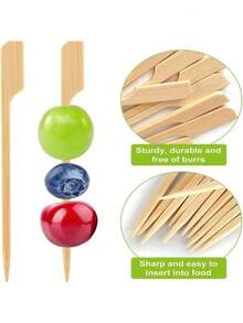 200/100 Unidades Palitos de Bambu Tipo Pá para Churrasco, Palitos Planos e Largos de Madeira Quadrados Espetos de Alimentos para Aperitivos, Palitos de Dente Adequados para Acessórios de Sanduíches, Frutas e Tábuas de Frios de Festa, Natal, Dia das Mães, Formatura