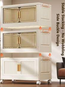 Folding Multilayer Storage Cabinet, Living Room Snacks Toys Organizer Shelf, Home Storage Wardrobe Closet