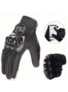 Spring And Summer Touchscreen Compatible Motorcycle Gloves - Durable Polyester, Knitted Design With Hook And Loop Closure, Shatterproof Hard Shell Protection, Great For Riding And Off-Road Adventures.