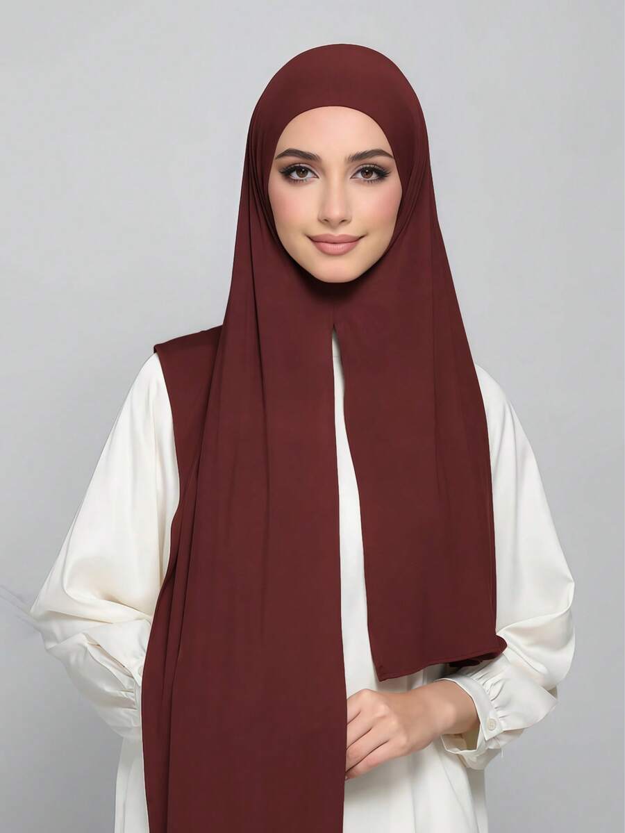 1 buah Jilbab Muslim Instan dengan Tali Pengikat, Terbuat dari Kain Lembut, Bernapas, dan Anti-Pilling, Cocok untuk Pemakaian Sehari-hari Sepanjang Tahun