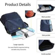 Minimalist Waterproof Large Capacity DrawstringTraining Bag Travel Bag ,Gym Bag, Basketball Bag - Black - View 6