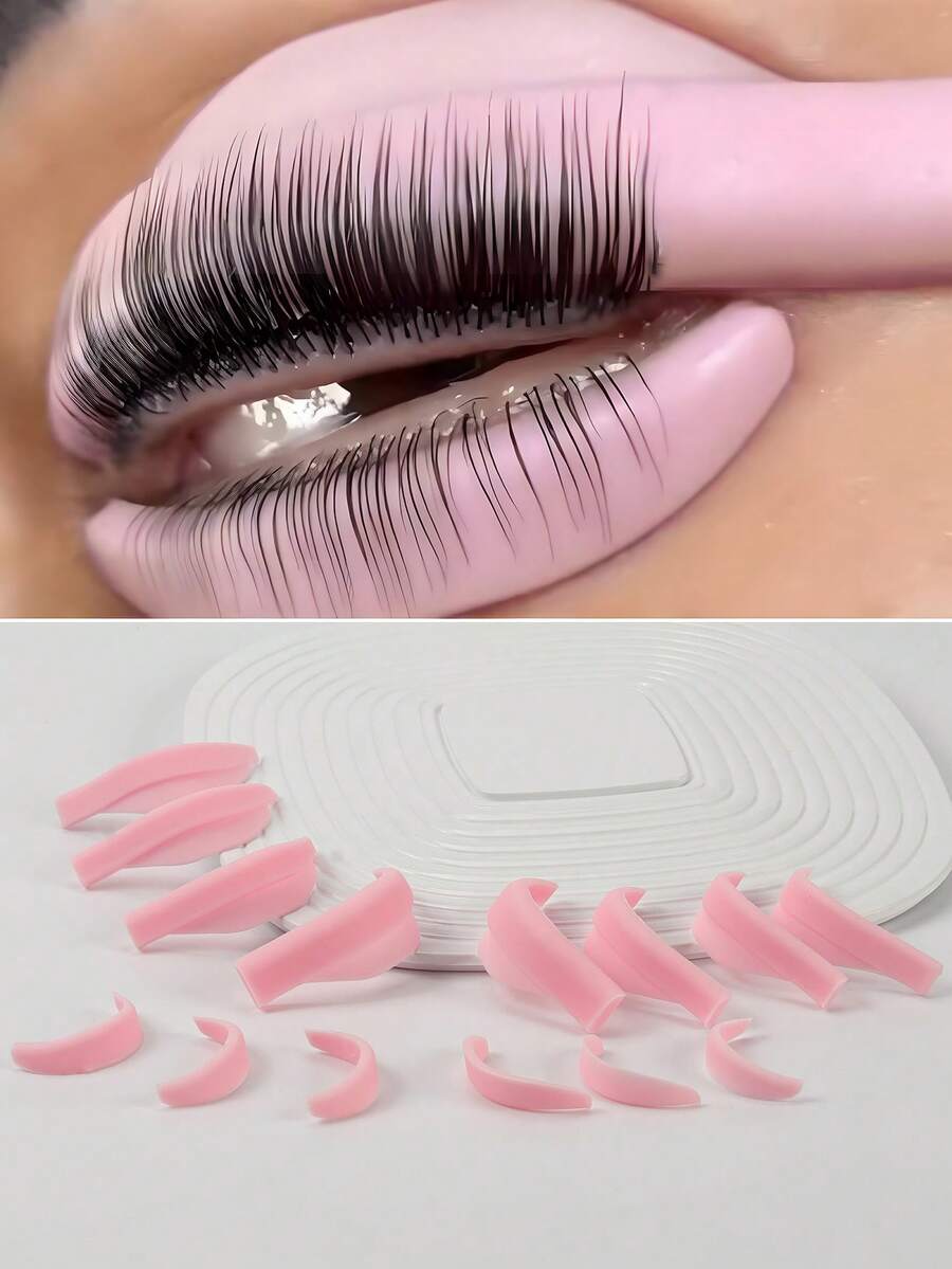 14Pcs 7 Sizes Lash Lift Rods,Lash Lift Shield For Eyelash Perming,Upper And Lower Lash Lift Pads For Salon And Home Use. - Pink - View 1
