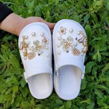 新款女士厚底镂空凉鞋，夏季户外舒适封闭式趾套鞋，带后绑带，白色，附赠一套鞋饰 - 純白色 - 查看 6