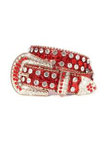 Children's Diamond Embellished Belt, Fashionable Streetwear Style, Rhinestone Decorated Belt For Boys And Girls - A - View 7