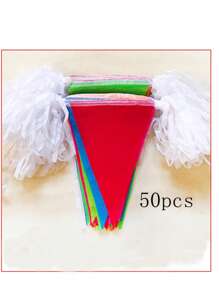 50/100/200pcs Colorful Triangle Bunting Flags - Vibrant Multicolor Pennant Garland, Polyester, Ideal For Grand Openings, Carnivals, Theme Parties, And Outdoor Celebrations, Festive Party Decorations | Celebratory Flags | Polyester Flags Banner Tapestry Room Decor Birthday Decorations