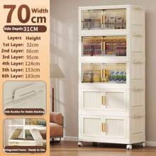 Folding Multilayer Storage Cabinet, Living Room Snacks Toys Organizer Shelf, Home Storage Wardrobe Closet