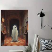 Framed Ghost Reincarnated On Canvas In An Abandoned Arcade Poster, Vintage Poster, Art Poster Printed, Dark Academia, Ghost, Halloween Decoration High Quality Canvas Painting, HD Pictures, Perfect Gift - Framed - View 3