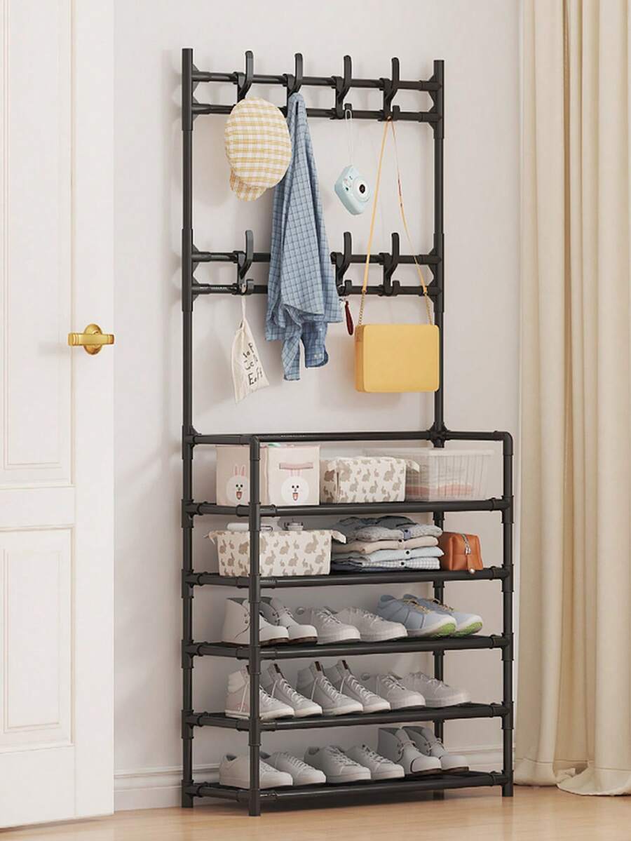 1 pièce Étagère à chaussures multifonction tout-en-un, support pour chaussures et manteaux, organisateur de rangement pour l'entrée à la maison, dortoir, facile à monter