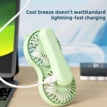 Tragbarer Doppelkopf Handventilator - 800mAh persönlicher tragbarer wiederaufladbarer Ventilator, 180° faltbarer USB-Tischventilator mit 3 Windgeschwindigkeiten, batteriebetriebener Ventilator für Reisen, Büro, Haushalt, Sommer, Strand, Reisen