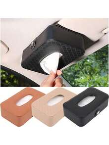 1pc Leather Car Tissue Holder - Fashionable Hanging Design, Convenient To Take Out And Organize, Portable In-Car Accessory, Car Decoration | Durable Auto Parts - Multicolor - View 4