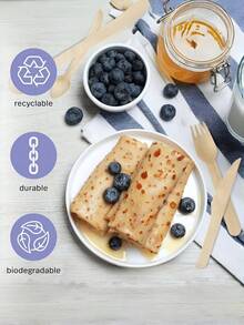 300 Bộ/60 Bộ/10 Món 100% Tự nhiên, Bộ đồ ăn dùng một lần bằng gỗ (20 Món/100 Nĩa, 20 Món/100 Dao, 20 Món/100 Thìa), Đồ bạc phân hủy được, Đồ ăn bằng tre, Hoàn hảo cho các bữa tiệc ngoài vườn. - Nhiều màu - Xem 5