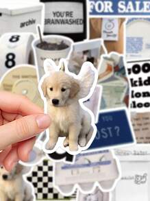 57pcs Vintage Decorative Stickers Laptop Handbook Phone Case Decorative Decals,School Supplies,Back To School