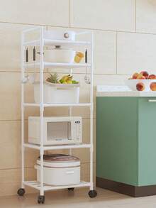1pc Movable Household Utility Cart With Wheels, Multi-Tier Storage Rack For Home, Kitchen, Bathroom, Bedroom, Living Room - Multicolor - View 2