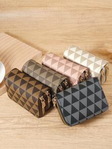 Vintage Double Zipper Versatile Coin Wallet Multi-Card Card Organizer For Storage Cards Lightweight Minimalist Fashion Modern For Anniversary For Christmas On Valentine Day For Birthday Gift For Couple For Girls For Lady For Female Bag School Supplies For School Dorm Room & Back To School Card Holder Wallet Business Card Holder Credit Card Holder Women For Women Wallet Mini Wallet Purse Wallet Card Wallet - Coffee Brown - View 6