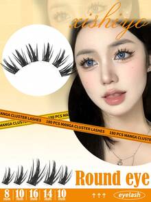 Wispy Lash Clusters Extensions 180Pcs Anime Eyelash Clusters D Curl Manga Lashes Clusters Natural Look 8-16MM Cluster Eyelash Extensions Individual Lash Extension Pack,180448/470/640Pcs