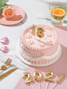 1 件数字生日蜡烛，用于蛋糕装饰和派对用品、烘焙蛋糕/甜点装饰蜡烛插条 - 彩色 - 查看 2