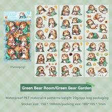 1 Book With 6 Animal Miniature Scene Stickers, Cute Cartoon Landscape Stickers, 3D Stereoscopic Landscape Stickers, Various Combinations Of Fun Landscape Designs, DIY Handmade Collage Of Various Asymmetrical Stickers For Landscape Design