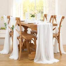 1pc Multicolor Chiffon Table Cloth, Wedding Table Decor, Transparent Extra Long Chiffon Table Cloth With Silver Glitter, Boho Style Table Cloth, Soft Gauze Tablecloth Suitable For Wedding Party, Baby Shower, Bridal Shower, Valentine's Day, Easter, Thanksgiving, Christmas, New Year, Tea Party, Anniversary, Holiday And Other Special Occasions