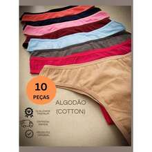 Kit 10 Premium Comfort Panties In Cotton Plain Tanga - View 11