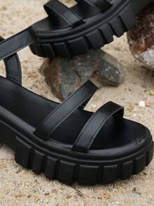 Women's Simple Fashionable Resort Strap Woven Strap Roman Sandals, Fairy Vibe Wedge Platform Thick Sole Beach Outdoor Walking Sandals, Large Size