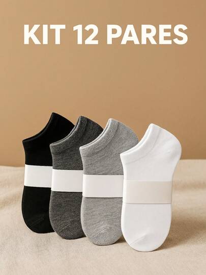 Kit 12 Pares Meias Soquetes Cano Curto Unisex