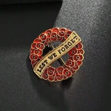 Red Enamel Rhinestone Crystal Diamante Poppy Flower Brooch Dress Accessories Pin For Clothes Bag Charm School Office Accessories Shirts Jacket Jewelry Christmas Halloween Clothes Pin Funny Cute Teacher Gifts